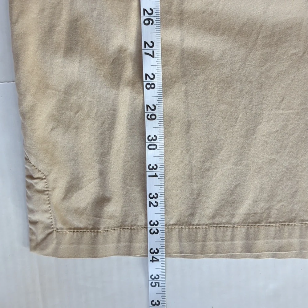 Ann Taylor Loft Khaki Safari Button Tab Sleeve Collared Dress SP Tan Pockets - Picture 15 of 16